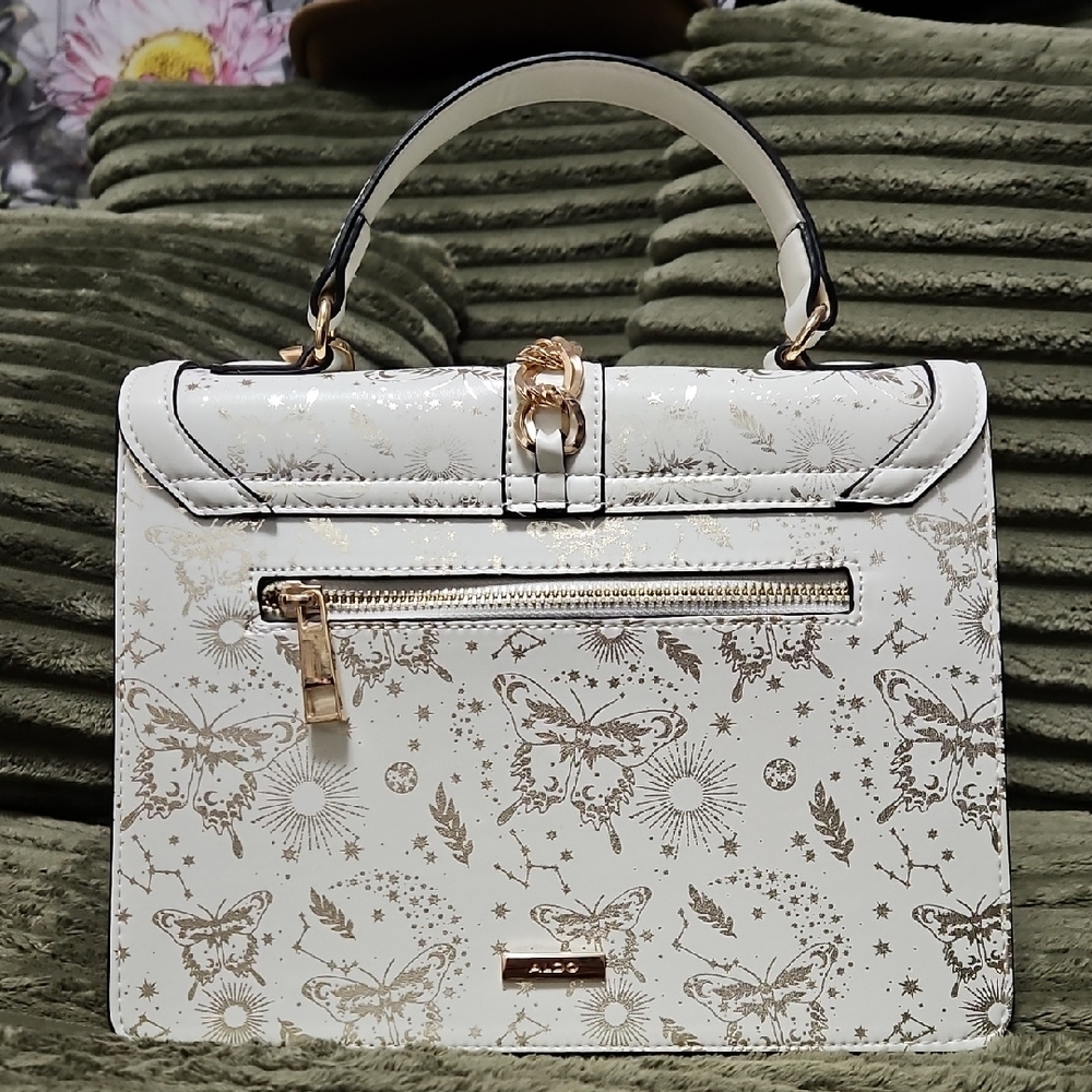 Aldo White and Gold Satchel with Butterfly Design - Picture 6 of 9